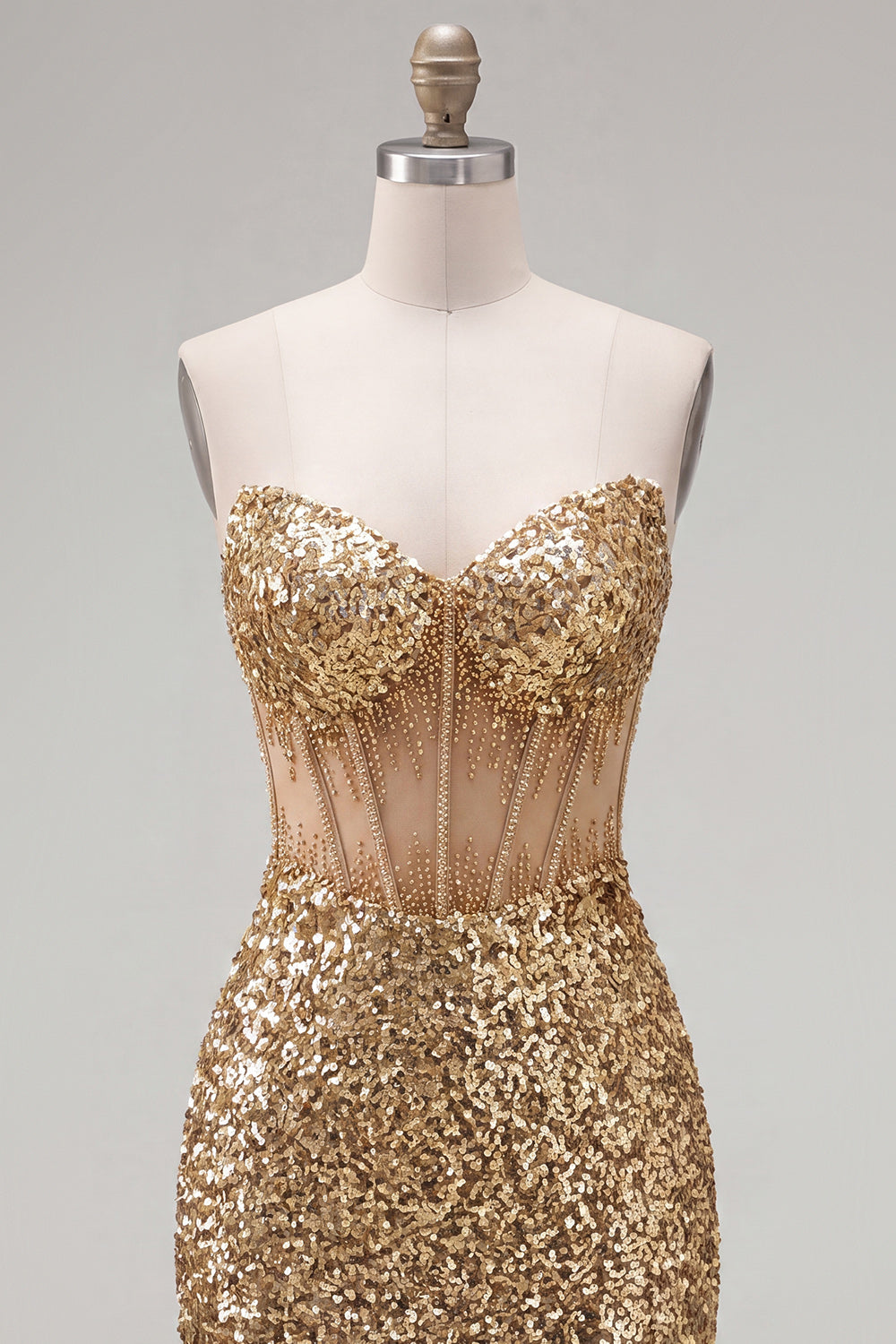 Sparkly Sequin Golden Corset Tight Short Homecoming Dress