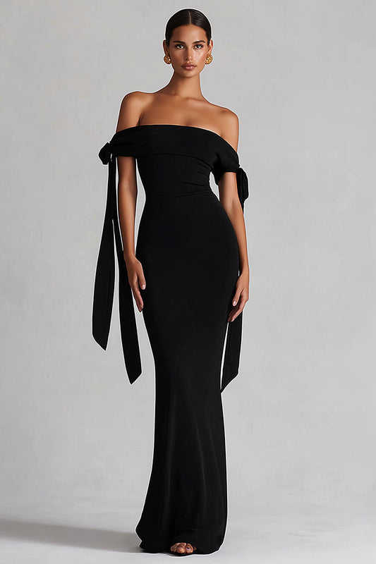 Black Mermaid Off the Shoulder Long Prom Dress