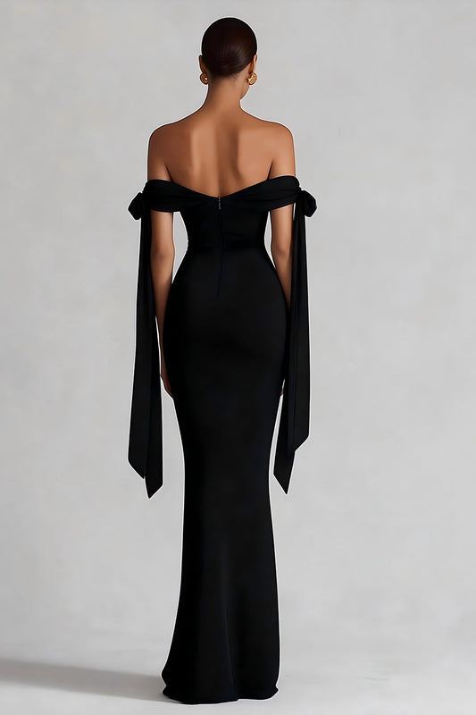 Black Mermaid Off the Shoulder Long Prom Dress