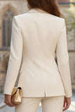 Ivory 2 Piece Peak Lapel Satin Single Breasted Slim Fit Business Suits