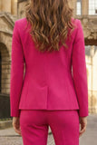 2 Piece Fuchsia Slim Fit Long Sleeves Business Suits