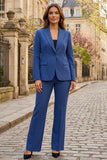 2 Piece Royal Blue Striped Single Breasted Peak Lapel Business Suits
