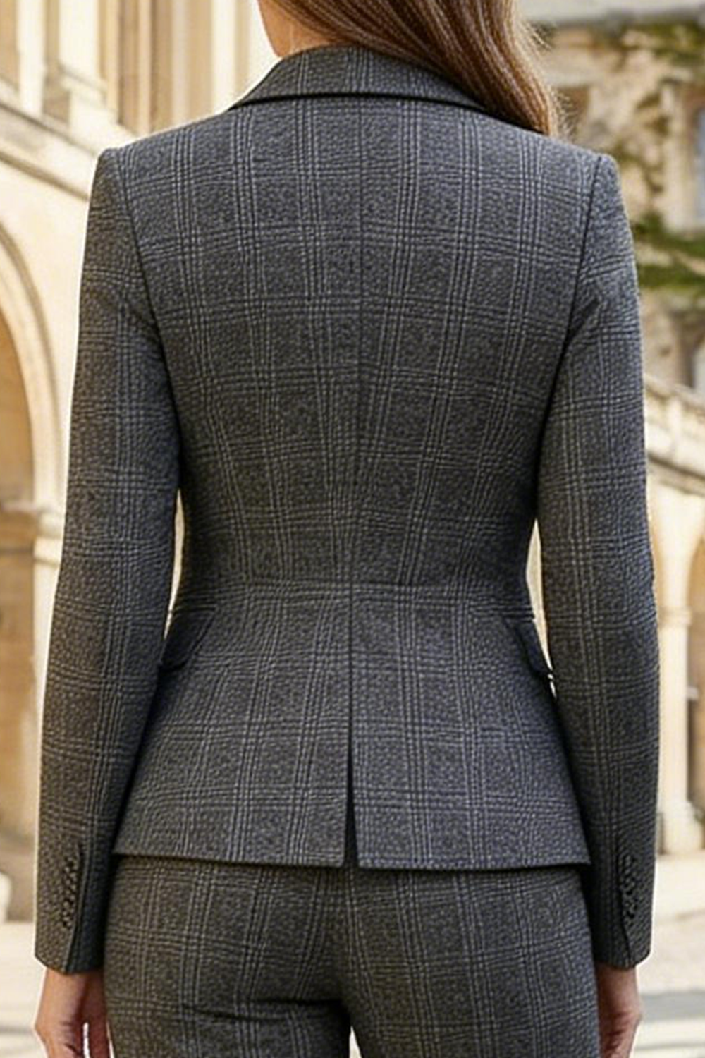 Dark Grey 2 Piece Striped Notched Lapel Single Breasted Business Suits