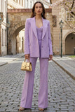 2 Piece Lilac Wide Leg  Single Breasted Peak Lapel Business Suits