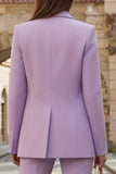 2 Piece Lilac Wide Leg  Single Breasted Peak Lapel Business Suits