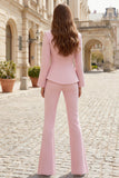 2 Piece Light Pink Satin Single Breasted Business Suits with Sleeves