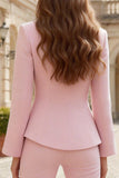 2 Piece Light Pink Satin Single Breasted Business Suits with Sleeves
