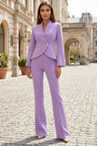 2 Piece Light Pink Satin Single Breasted Business Suits with Sleeves