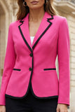 Fuchsia 2 Piece and Black Notched Lapel Single Breasted Business Suits