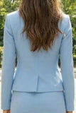 Sky Blue Pencil 2 Piece Single Breasted Business Suits with Slit