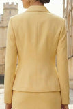 2 Piece Pencil Light Yellow Single Breasted Notched Lapel Business Suits