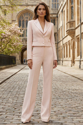 2 Piece Light Pink Single Breasted Peak Lapel Business Suits