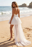 Ivory A Line Sweetheart Tulle Short Bridal Shower Dress with Cape