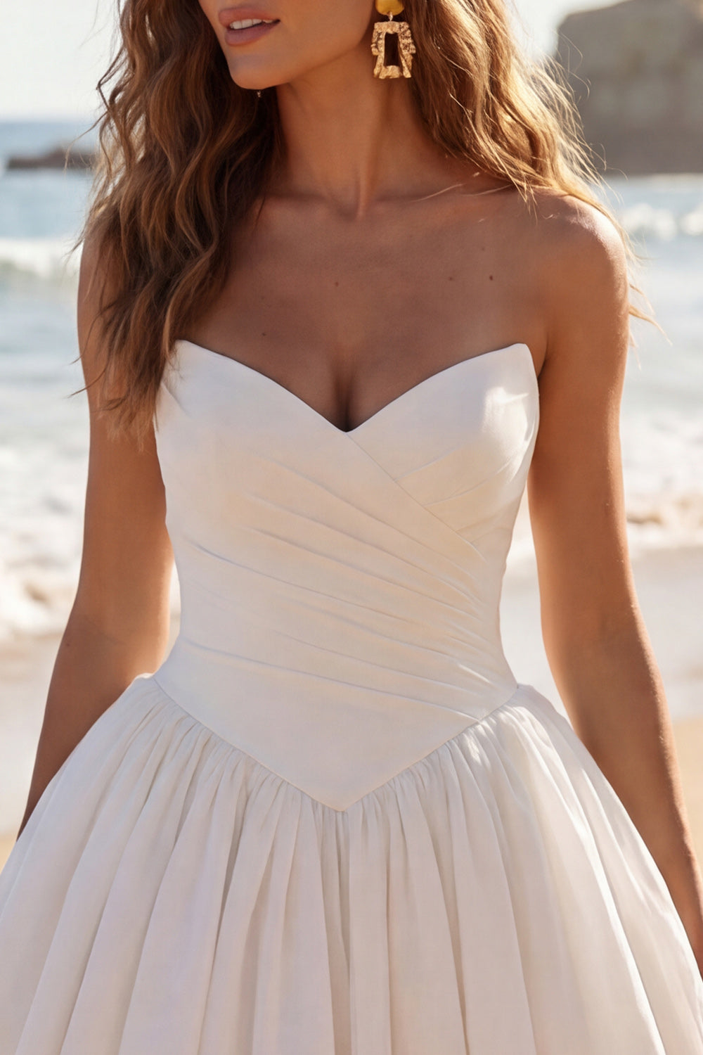 Ivory A Line Sweetheart Tulle Short Bridal Shower Dress with Cape
