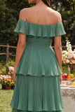 Eucalyptus A Line Tiered Maxi Wedding Guest Dress with Ruffles