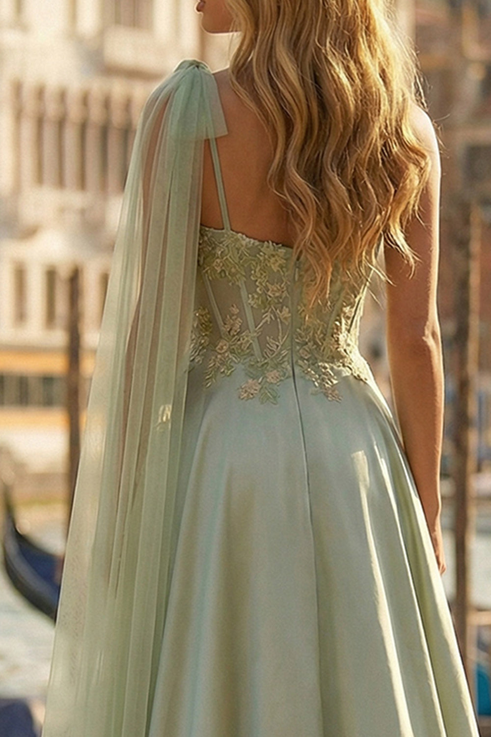 Zapakasa Women Sage Green Satin High-Low Corset Prom Dress with Side Cape One Shoulder Appliqued A Line Pageant Dress Zapakasa Women Sage Green Satin High-Low Corset Prom Dress with Side Cape One Shoulder Appliqued A Line Pageant Dress