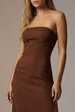 Sparkly Sheath Chocolate Strapless Long Formal Dress with Slit