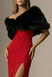 Elegant Red Mermaid One Shoulder Long Formal Dress with Slit