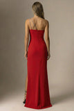 Elegant Red Mermaid One Shoulder Long Formal Dress with Slit