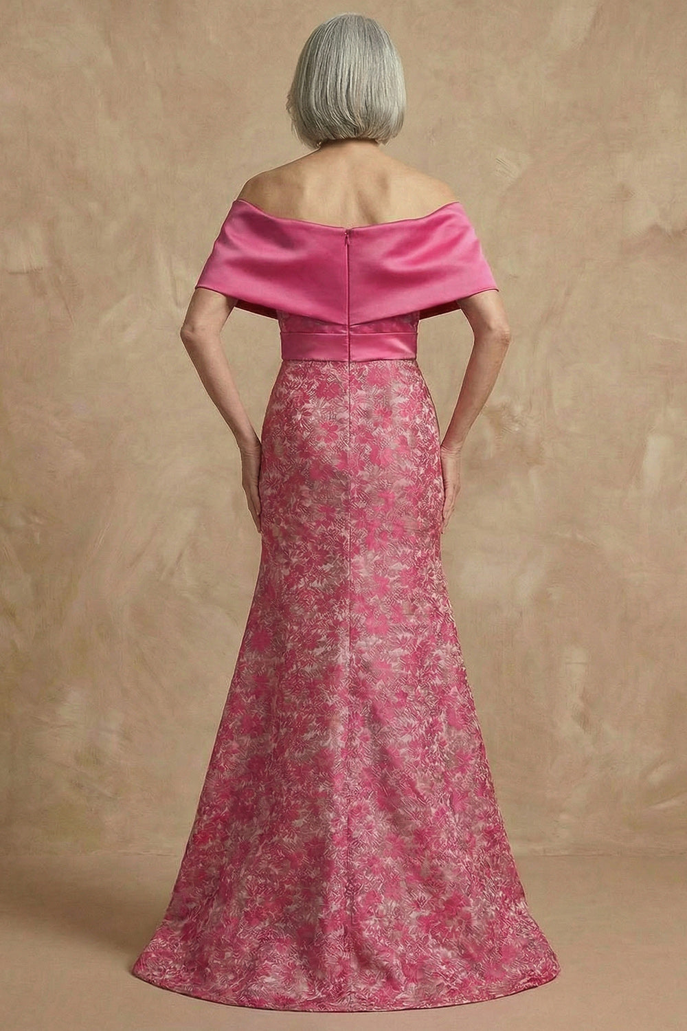 Zapakasa Women Fuchsia Plus Size Long Floral Mother of the Bride Dress with Slit Off the Shoulder Mermaid Formal Dress Zapakasa Women Fuchsia Plus Size Long Floral Mother of the Bride Dress with Slit Off the Shoulder Mermaid Formal Dress