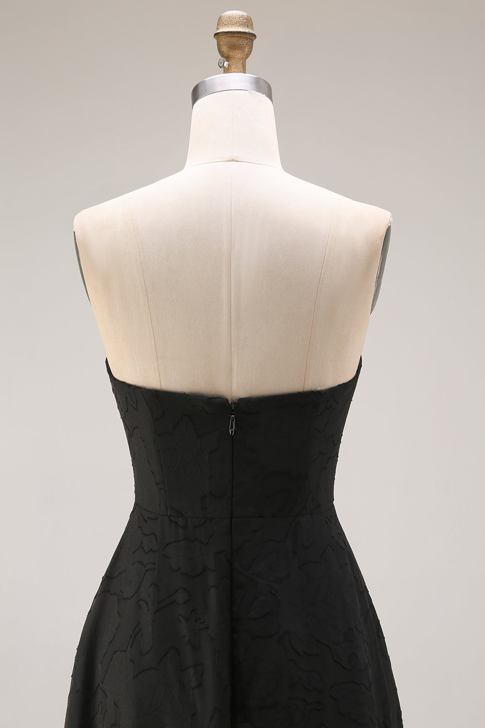 Strapless A Line Black Lace Long Prom Dress