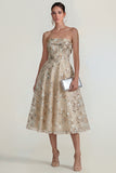 Pink Floral Strapless A Line Maxi Wedding Guest Dress