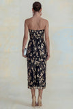 Sparkly Pink Floral Strapless Sheath Maxi Wedding Guest Dress
