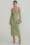 Sparkly Pink Floral Strapless Sheath Maxi Wedding Guest Dress