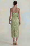 Sparkly Pink Floral Strapless Sheath Maxi Wedding Guest Dress