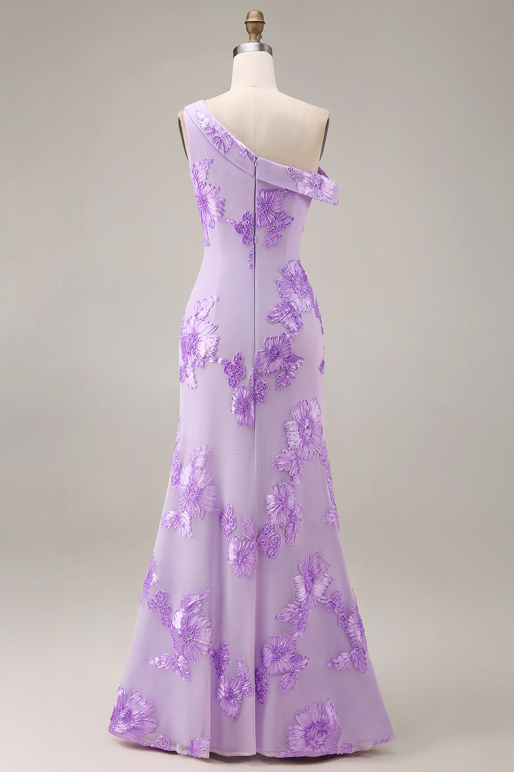 Yellow One Shoulder Long Mermaid Floral Prom Dress with Slit