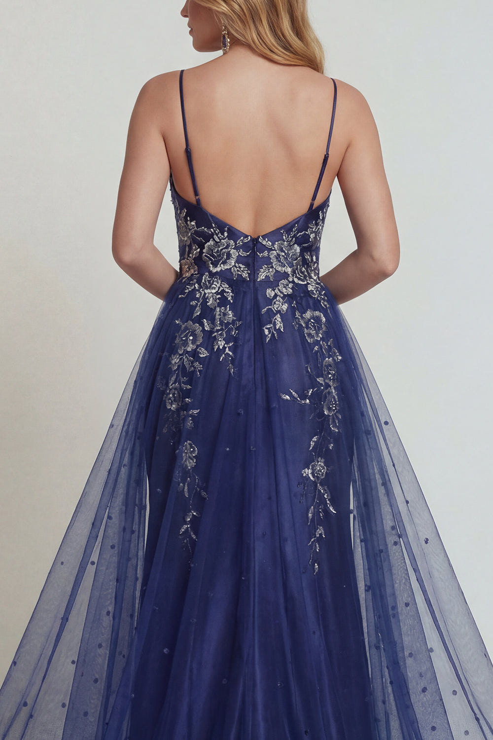 Navy Floral Satin Mermaid Long Mother of the Bride Dress with Cape