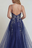 Navy Floral Satin Mermaid Long Mother of the Bride Dress with Cape