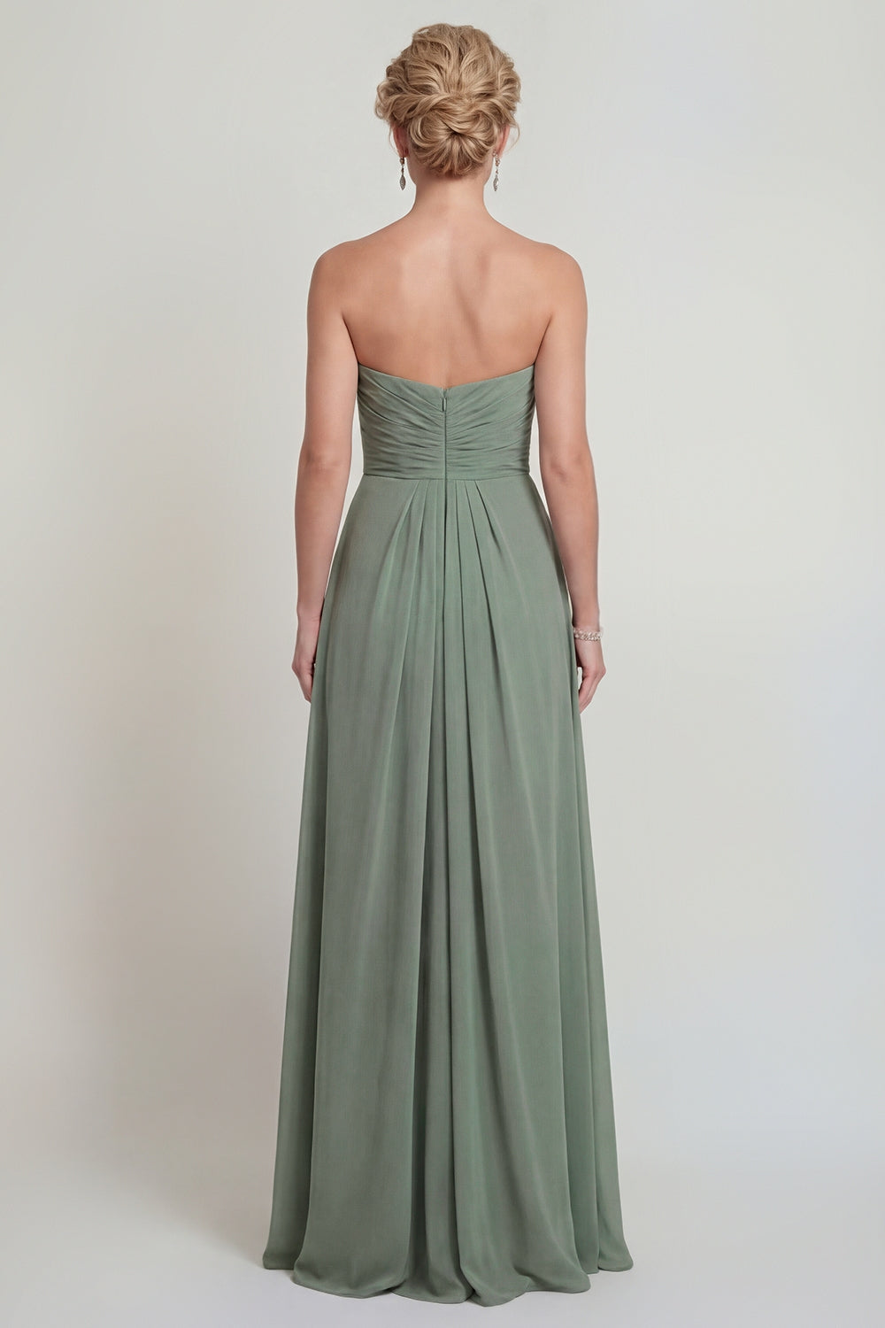 Dusty Sage Sweetheart Long A Line Mother of the Bride Dress