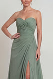 Dusty Sage Sweetheart Long A Line Mother of the Bride Dress