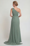 Dusty Sage One Shoulder Long Mermaid Mother of the Bride Dress