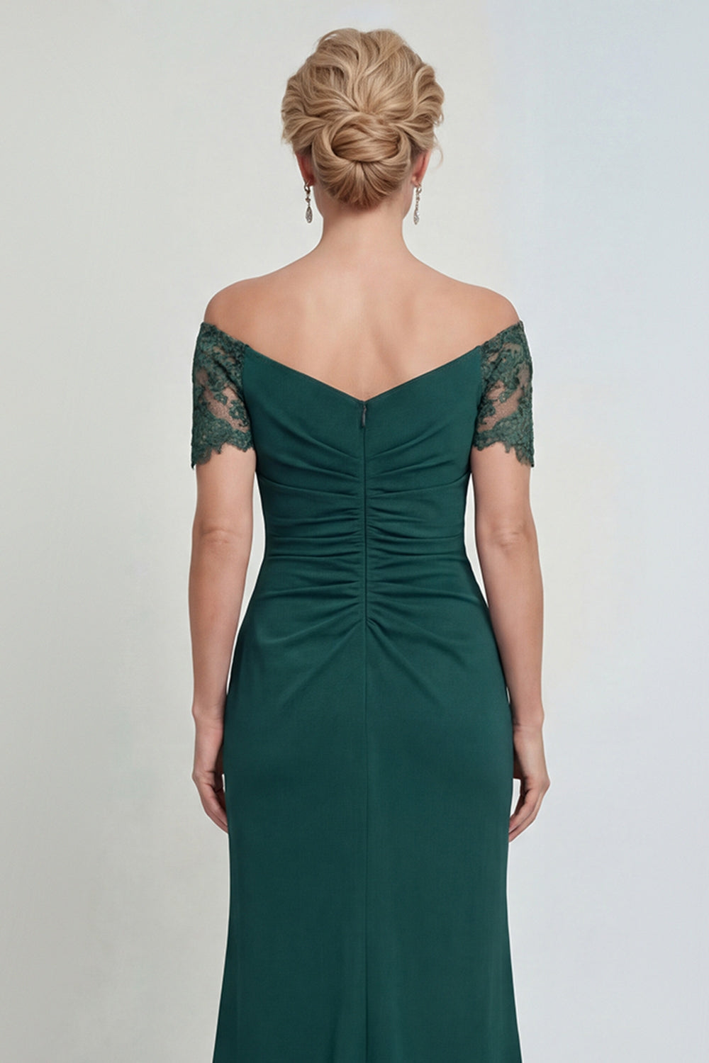 Dark Green Long Mermaid Off the Shoulder Mother of the Bride Dress with Lace