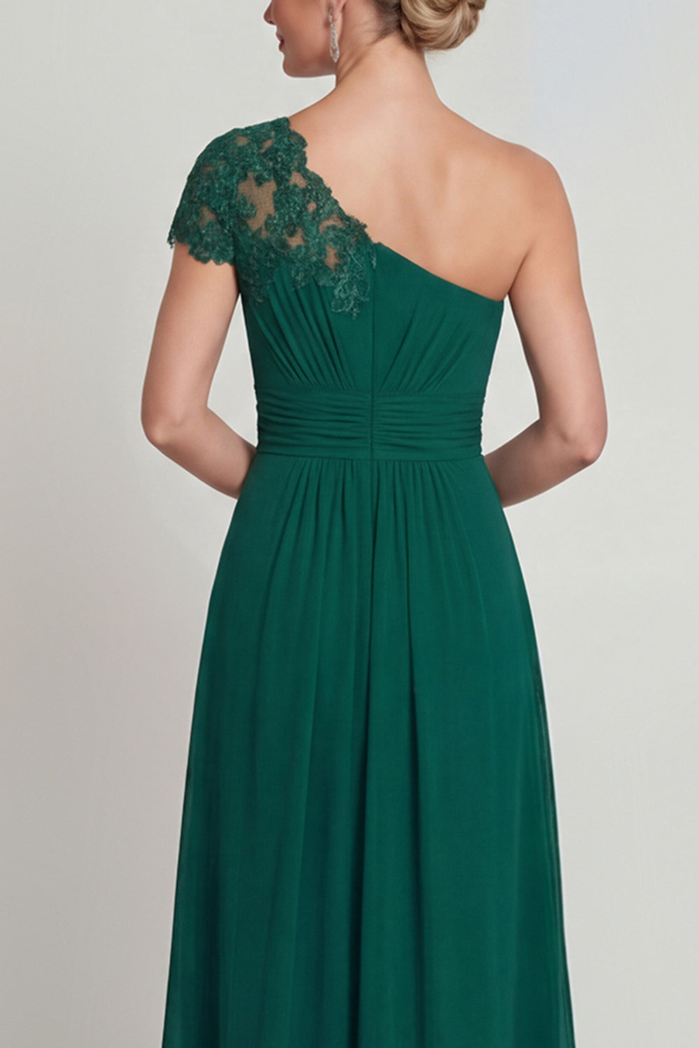 Dark Green Ruched Long A Line Mother of the Bride Dress