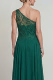 Dark Green Sparkly Beaded Long A Line Mother of the Bride Dress