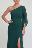 Dark Green Mermaid One Shoulder Long Mother of the Bride Dress