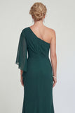 Dark Green Mermaid One Shoulder Long Mother of the Bride Dress