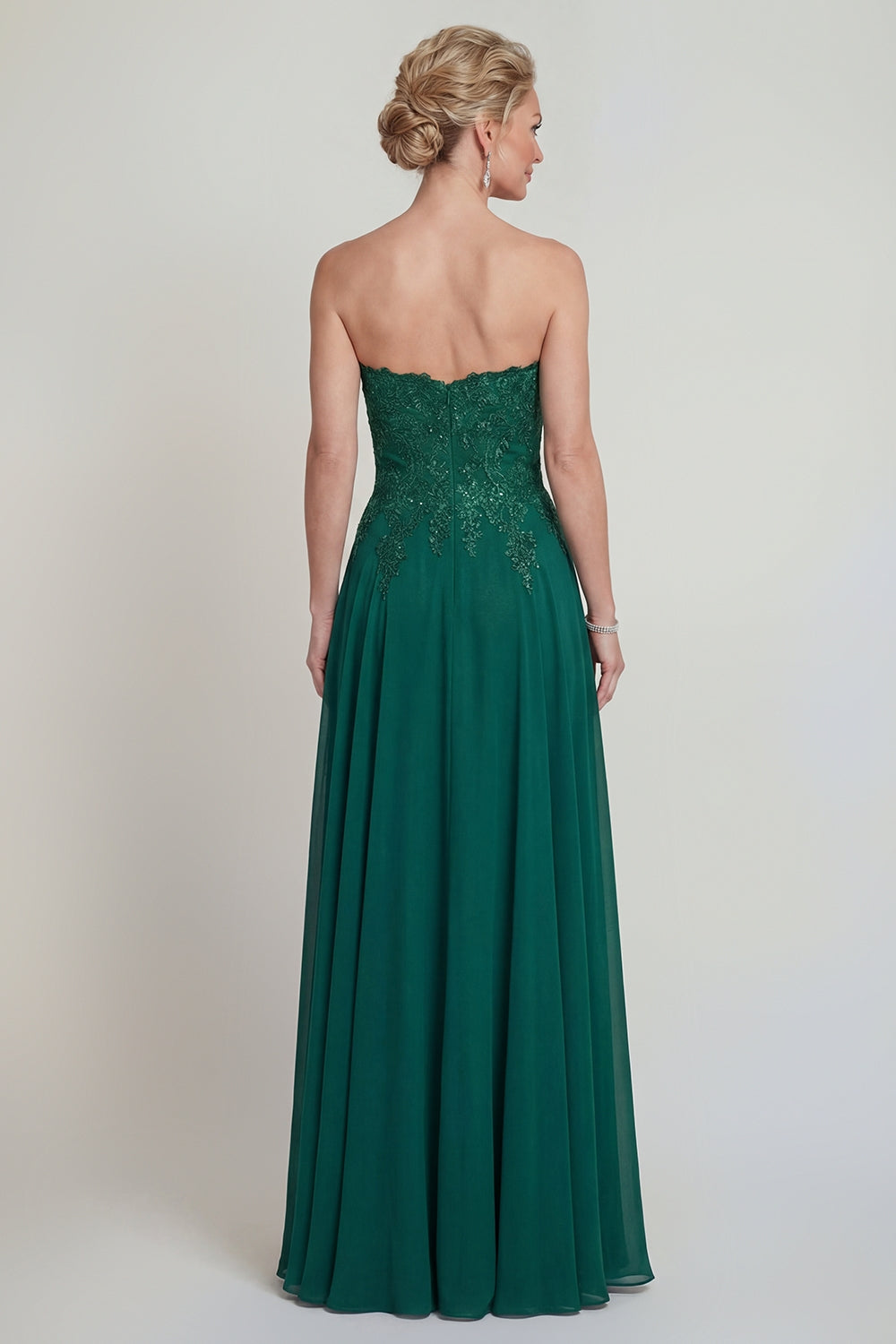 Sparkly Dark Green Beaded Strapless Long Mother of the Bride Dress