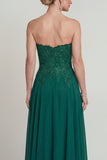 Sparkly Dark Green Beaded Strapless Long Mother of the Bride Dress