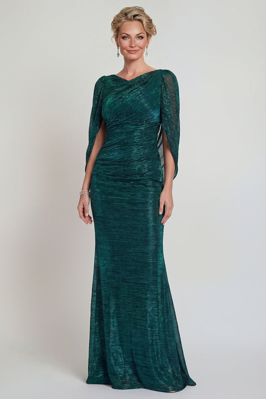 Dark Green Metallic Long Mermaid Mother of the Bride Dress