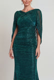 Dark Green Metallic Long Mermaid Mother of the Bride Dress