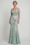 Sparkly Green Long Floral Mermaid Mother of the Bride Dress