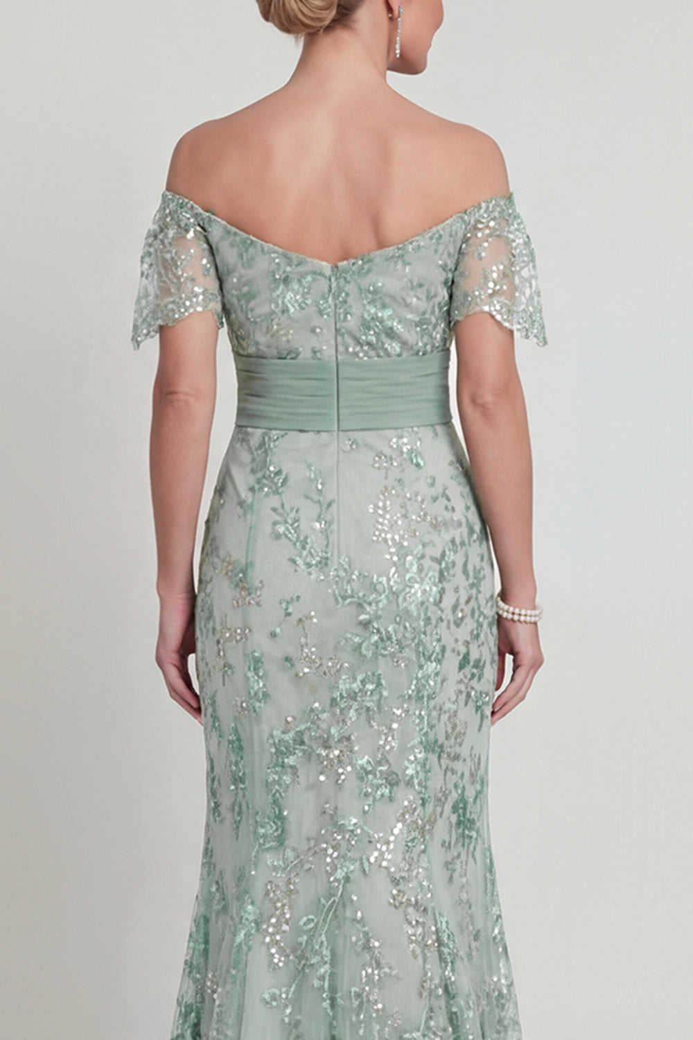 Sparkly Green Long Floral Mermaid Mother of the Bride Dress