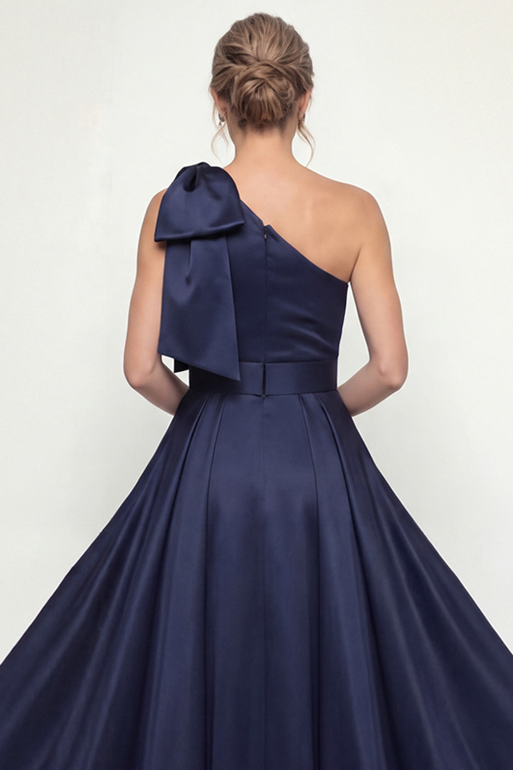 Sparkly Navy Long Mermaid Floral Mother of the Bride Dress with Bow