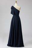 Sparkly Navy Long Mermaid Floral Mother of the Bride Dress with Bow