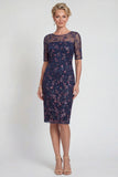 Burgundy Short Bodycon Appliqued Sparkly Mother of the Bride Dress