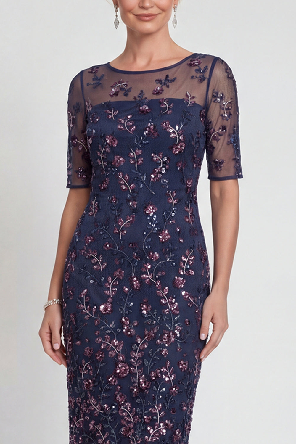 Burgundy Short Bodycon Appliqued Sparkly Mother of the Bride Dress
